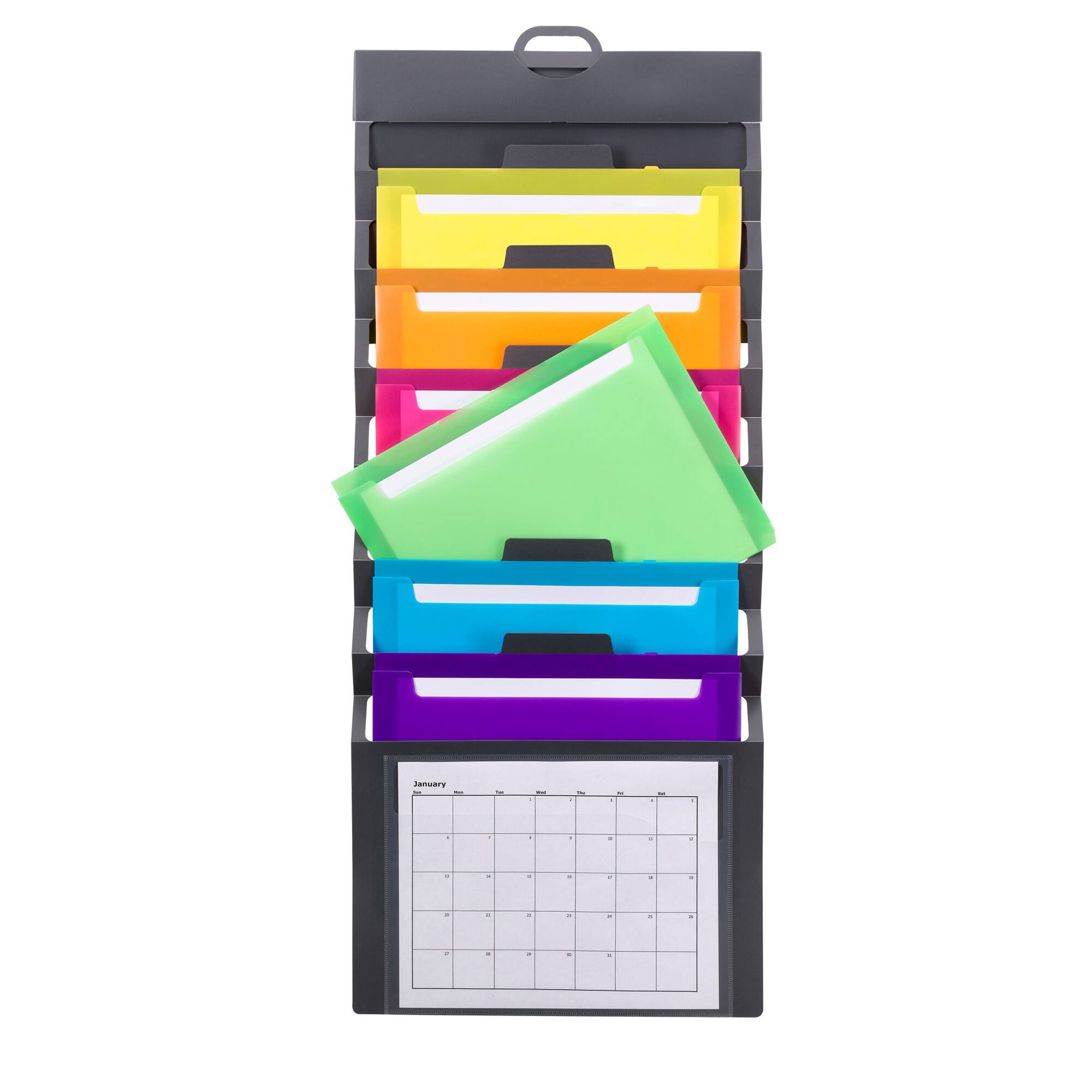 Smead® Cascading Wall Organizer, Gray with 6 Bright Pockets